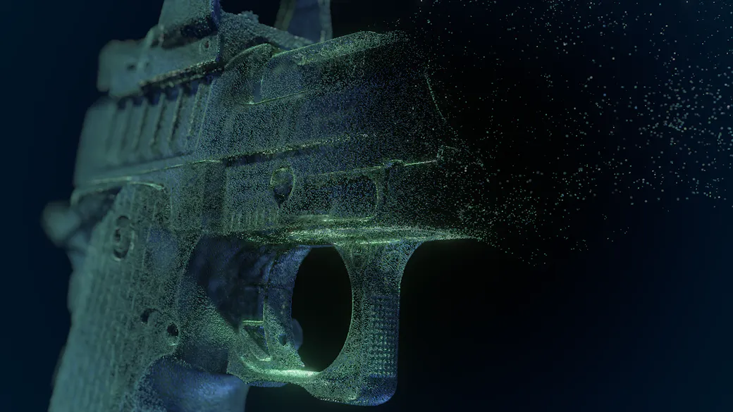 3D scan of a Staccato pistol, three-quarter view