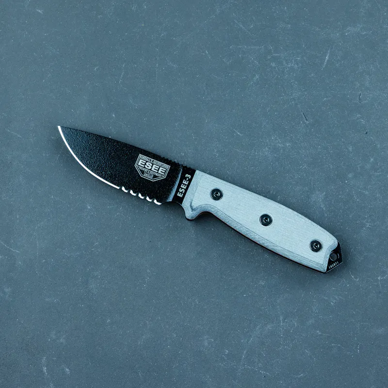 ESEE-3 Knife - Serrated Edge, Black with MOLLE Back