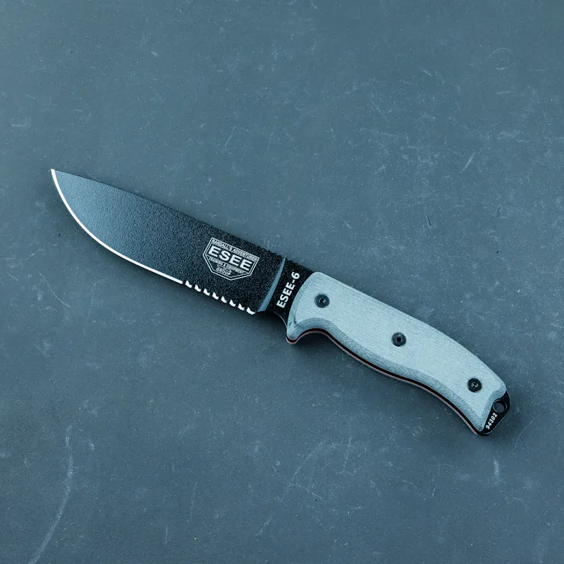 ESEE-6 Knife - Serrated Edge, Molded, Black