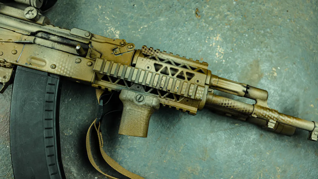 Arsenal quad rail with BCM vertical grip