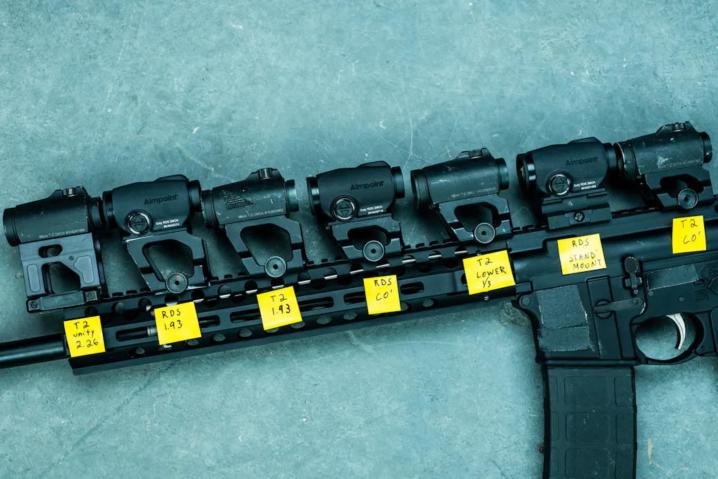 Side-by-side comparison of the Aimpoint Duty RDS and T-2