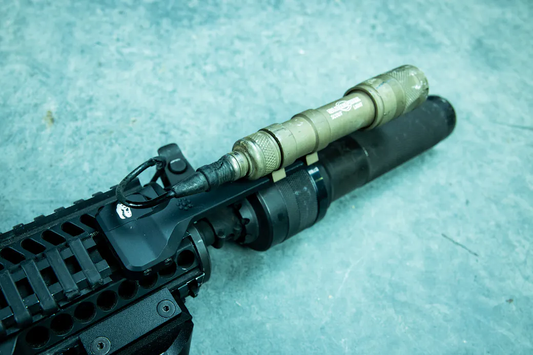 SureFire M640V vampire light on Picatinny Lightbar