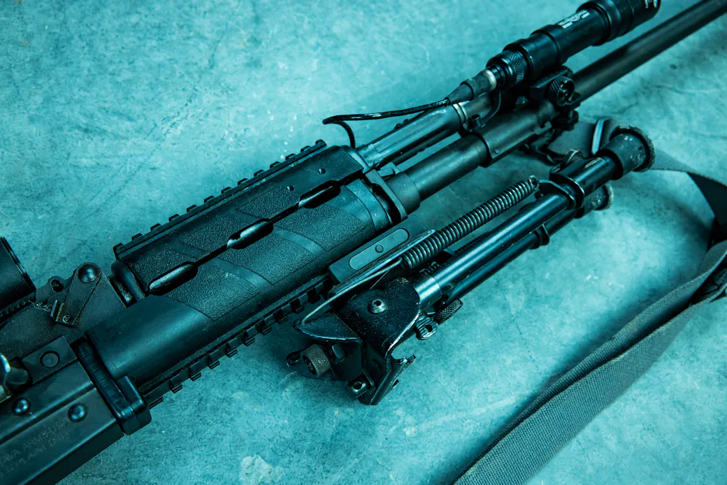 Harris bipod on M91SR bottom rail